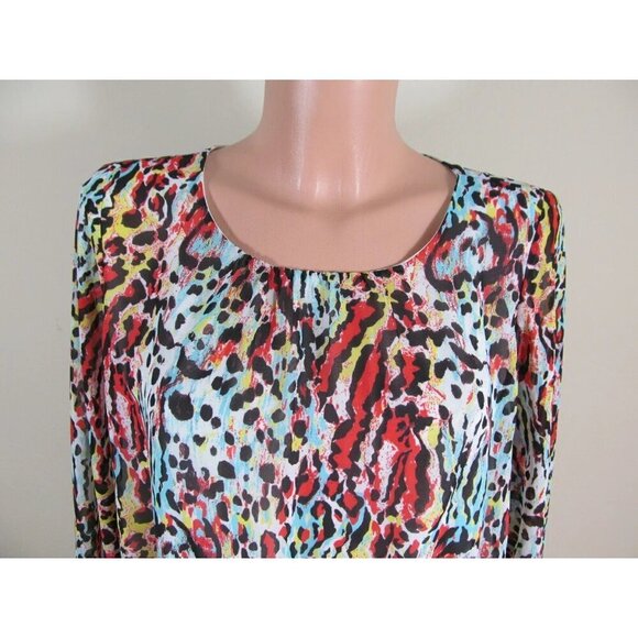 Marc New York Andrew Marc Womens Multi Color Printed Blouse Long Sleeve NEW XL - Picture 3 of 9